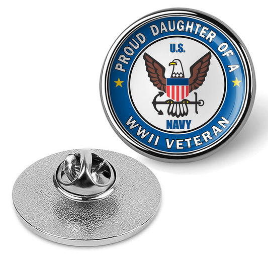 Proud Daughter of a U.S. Navy World War II Veteran Military Lapel Pin - Silver