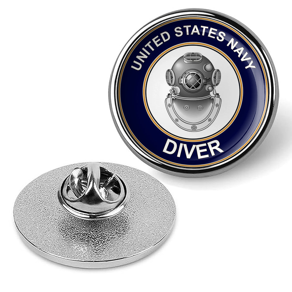 U.S. Navy Diver Tie Tac, Hat Pin, Badge, Military Emblem Lapel Pin - Silver