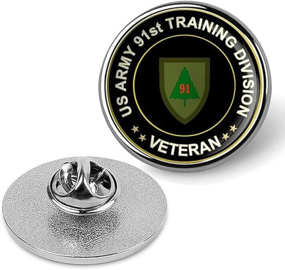 US Army 91st Training Division Veteran Tie Suit Shirt Lapel Pin - Silver
