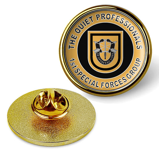 1st Special Forces Group the Quiet Professionals Hat Pin Lapel Tie Shirt - Gold