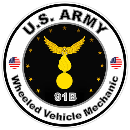 US Army Wheeled Vehicle Mechanic Bumper Sticker Military Soldier Decal 5"