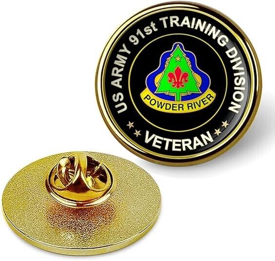 US Army 91st Training Division Veteran Tie Suit Shirt Lapel Pin - Gold