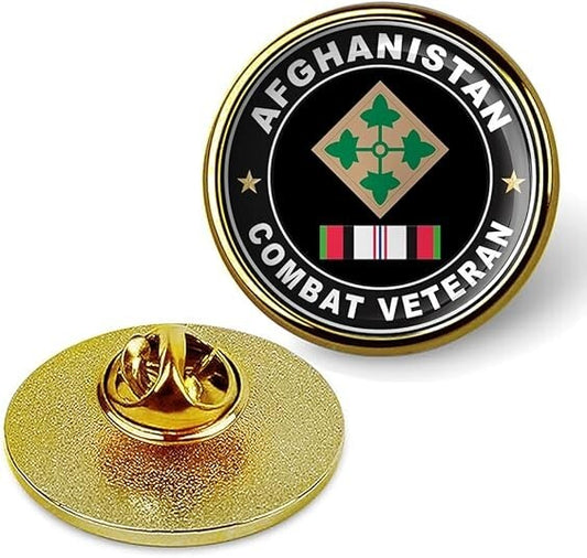 Afghanistan Combat Veteran Tie Suit Shirt Lapel Pin - Gold