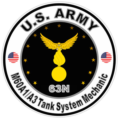 United States Army M60A1/A3 Tank System Mechanic Bumper Sticker Decal 5"