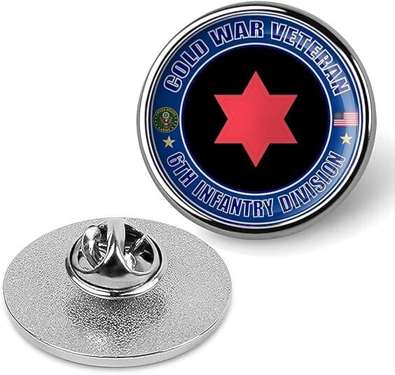 Cold War Veteran 6th Infantry Division Tie Suit Shirt Lapel Pin - Silver