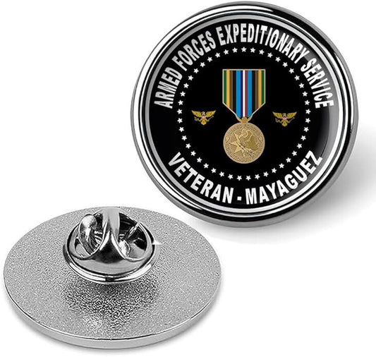 Armed Forces Expeditionary Service Veteran Mayaguez Lapel Pin-Silver