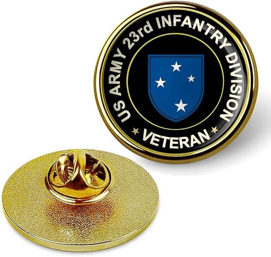 US Army 23rd Infantry Division Veteran Tie Suit Shirt Lapel Pin - Gold