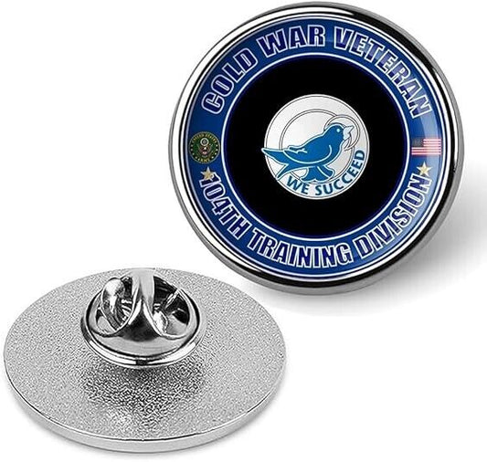 Cold War Veteran 104th Training Division Tie Suit Shirt Lapel Pin - Silver