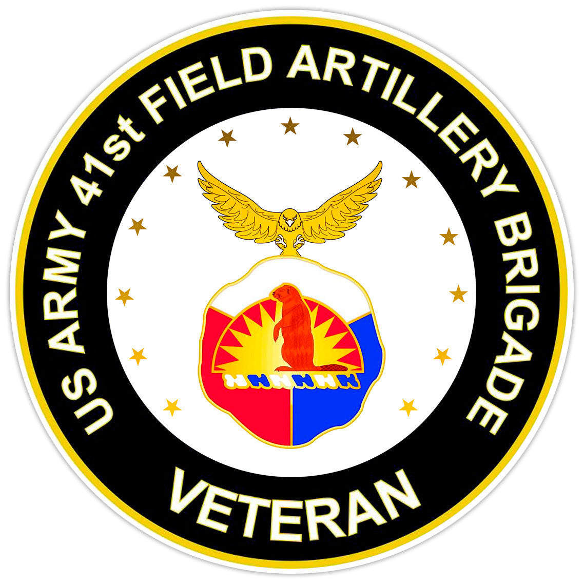 US Army 41st Field Artillery Brigade Veteran Bumper Sticker Military Decal 5"