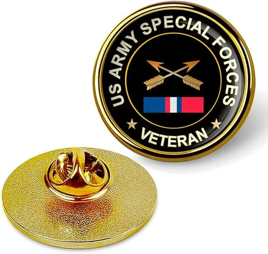 US Army Special Forces Veteran Tie Suit Shirt Lapel Pin - Gold