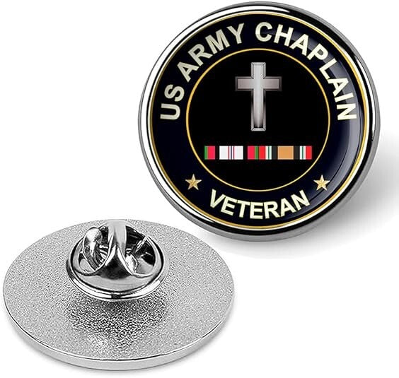 US Army Chaplain Veteran Tie Suit Shirt Lapel Pin - Silver