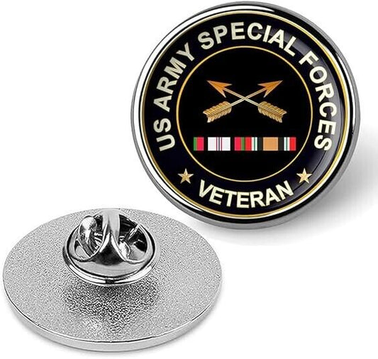 US Army Special Forces Veteran Tie Suit Shirt Lapel Pin - Silver