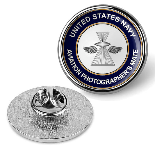 U.S. Navy Aviation Photographer's Mate Tie Tac, Hat Pin Badge, Lapel Pin -Silver