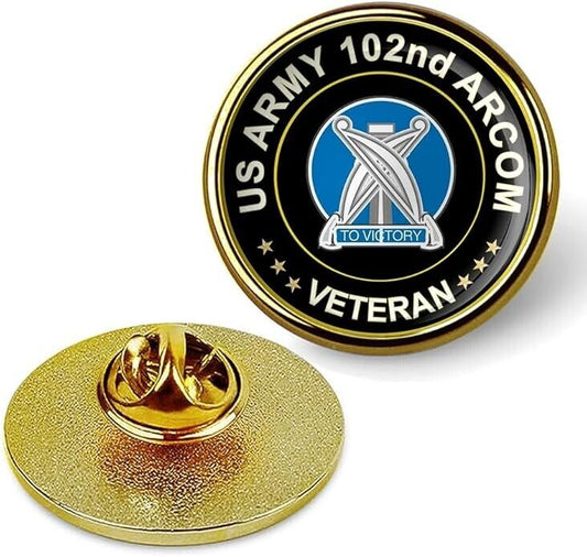 US Army 102nd Arcom Veteran Tie Suit Shirt Lapel Pin - Gold