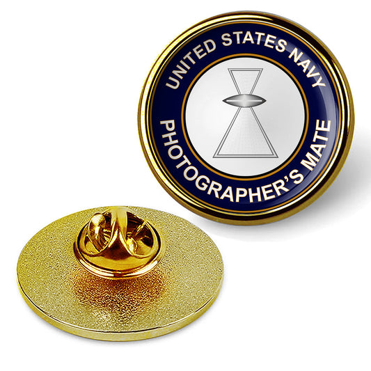 U.S. Navy Photographer's Mate Tie Tac, Hat Pin, Military Lapel Pin - Gold