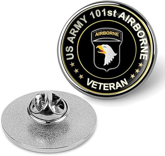 US Army 101st Airborne Veteran Tie Suit Shirt Lapel Pin - Silver