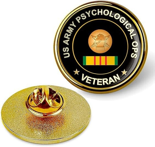 US Army Psychological Ops Veteran Tie Suit Shirt Lapel Pin - Gold
