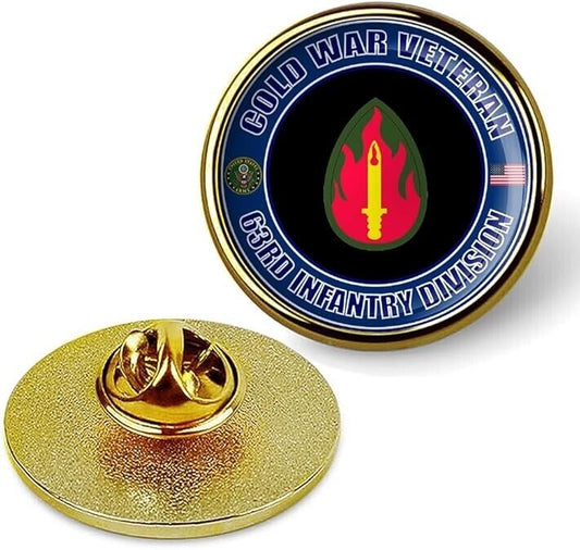 Cold War Veteran 63rd Infantry Division Tie Suit Shirt Lapel Pin - Gold