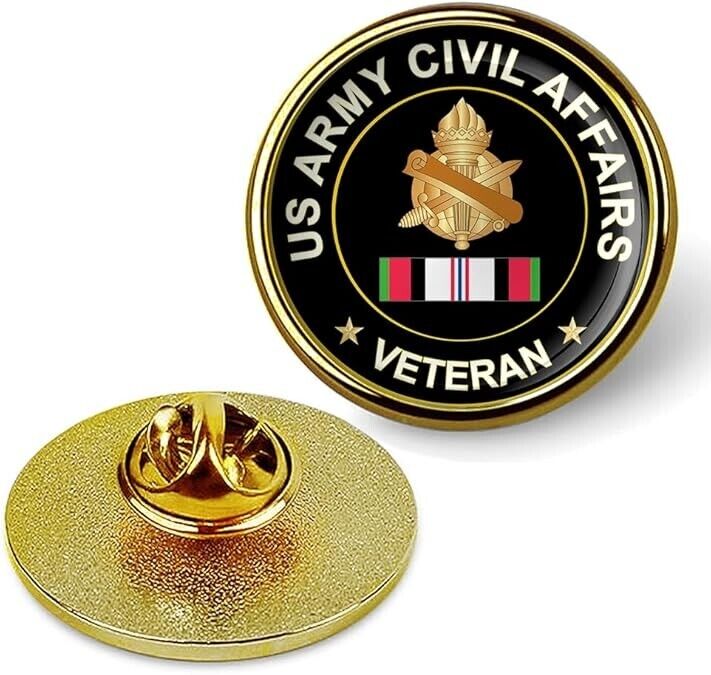 US Army Civil Affairs Veteran Tie Suit Shirt Lapel Pin - Gold