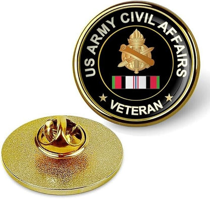 US Army Civil Affairs Veteran Tie Suit Shirt Lapel Pin - Gold