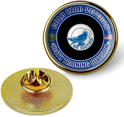 Cold War Veteran 104th Training Division Tie Suit Shirt Lapel Pin - Gold