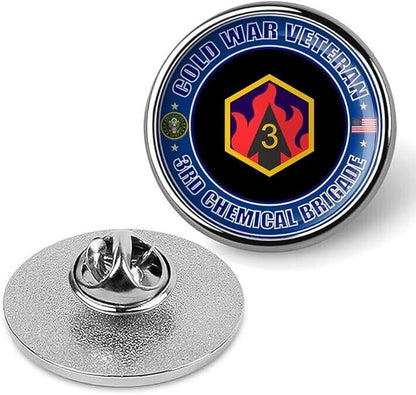 Cold War Veteran 3rd Chemical Brigade Tie Suit Shirt Lapel Pin - Silver