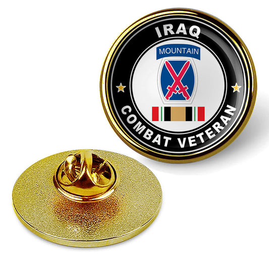 10th Mountain Division Iraq Combat Veteran Hat Pin Lapel Tie Tac Shirt - Gold