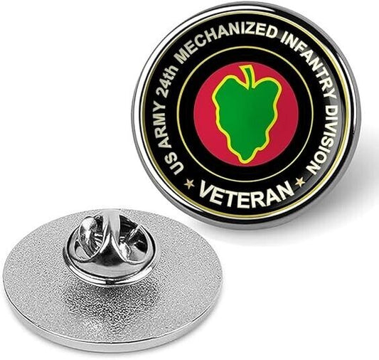 US Army 24th Mechanized Infantry Division Tie Suit Shirt Lapel Pin-Silver