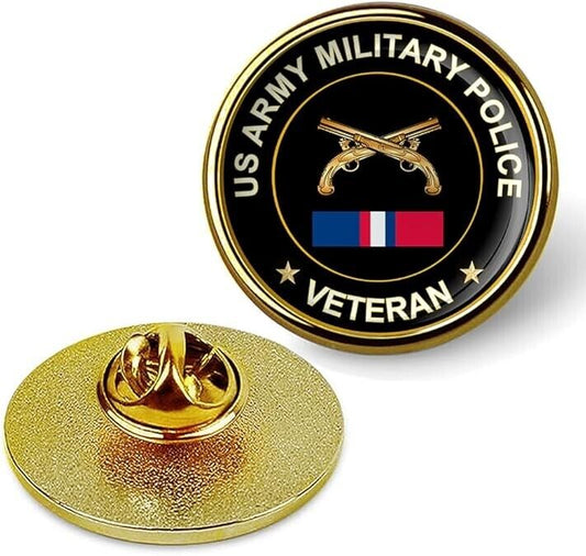 US Army Military Police Veteran Tie Suit Shirt Lapel Pin - Gold