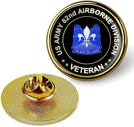 US Army 82nd Airborne Division Veteran Tie Suit Shirt Lapel Pin - Gold