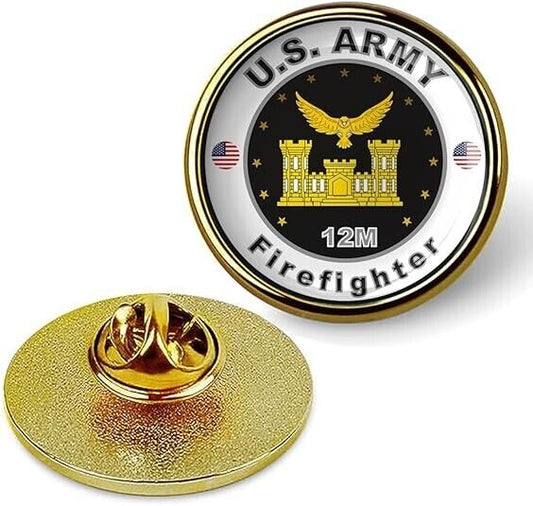United States Army Firefighter Tie Suit Shirt Lapel Pin - Gold