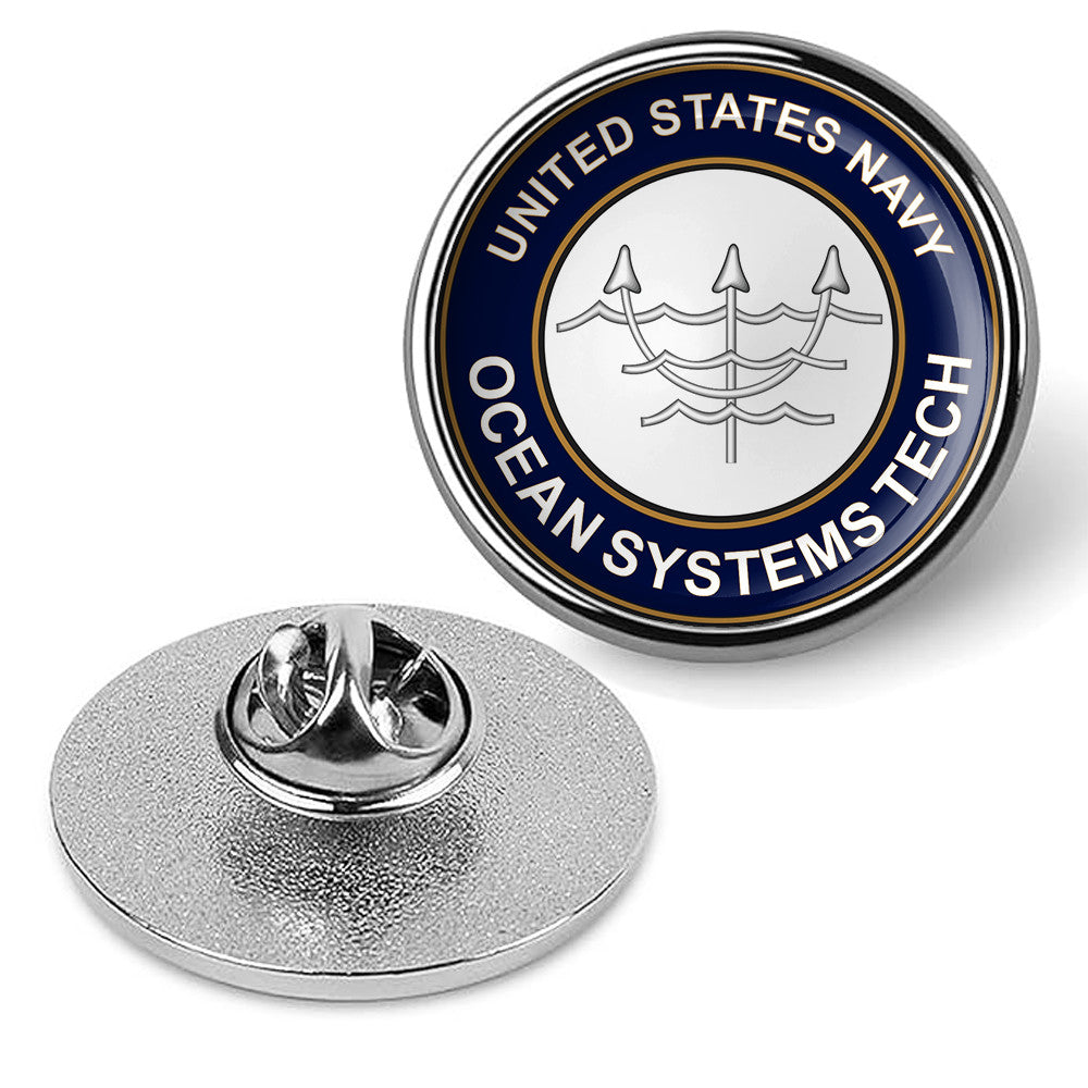 U.S. Navy Ocean Systems Technician Tie Tac, Hat Pin, Military Lapel Pin - Silver