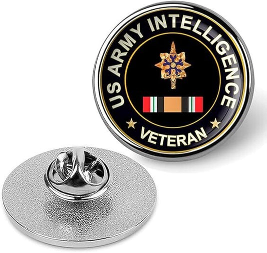 US Army Intelligence Veteran Tie Suit Shirt Lapel Pin - Silver