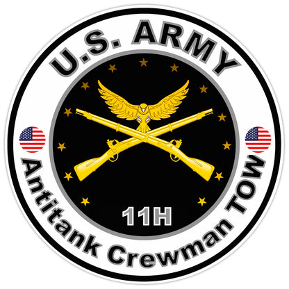 US Army Antitank Crewman Tow Bumper Sticker Military Soldier Decal 5"