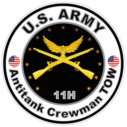 US Army Antitank Crewman Tow Bumper Sticker Military Soldier Decal 5"