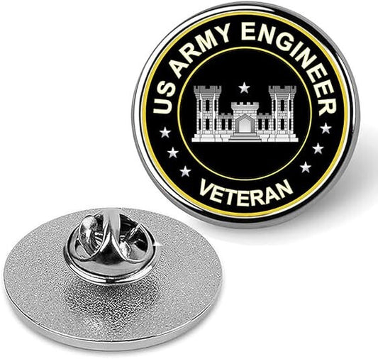 US Army Engineer Veteran Lapel Pin Veteran Tie Suit Shirt Pinback-Silver