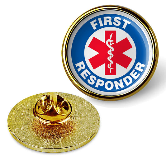 First Responder Hat Pin Lapel Tie Tac Badge, Military Emblem Suit Shirt - Gold