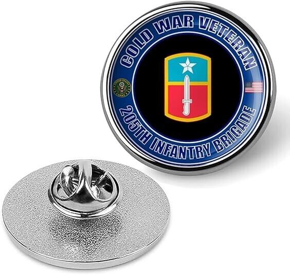Cold War Veteran 205th Infantry Brigade Tie Suit Shirt Lapel Pin - Silver