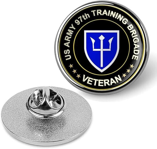 US Army 97th Training Brigade Veteran Tie Suit Shirt Lapel Pin - Silver