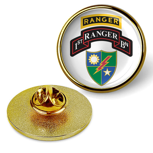 1st Battalion, 75th Ranger Regiment With Ranger Tab Brooches & Pins - Gold