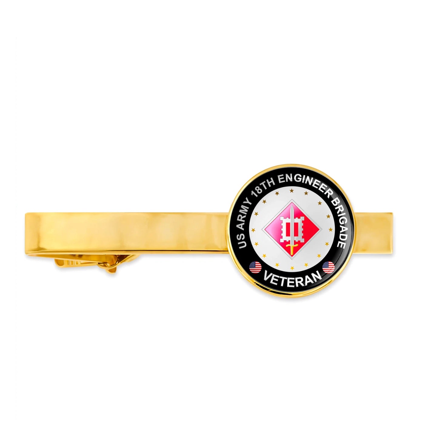 Us Army 18th Engineer Brigade Military Veteran Tie Clip Tie Bar Gift