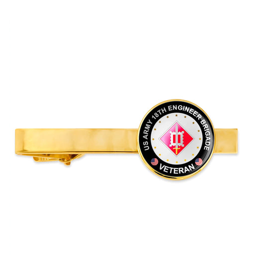Us Army 18th Engineer Brigade Military Veteran Tie Clip Tie Bar Gift