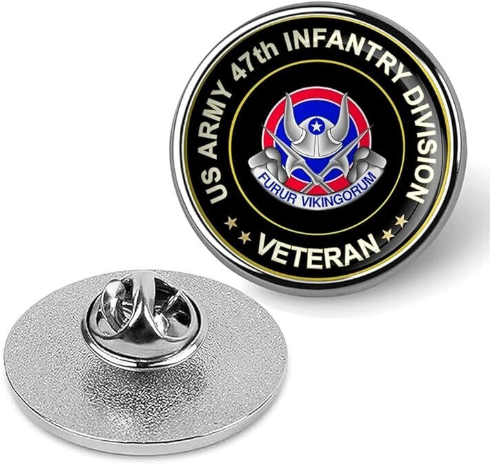 US Army 47th Infantry Division Veteran Tie Suit Shirt Lapel Pin - Silver