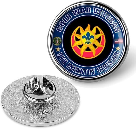 Cold War Veteran 9th Infantry Division Tie Suit Shirt Lapel Pin - Silver