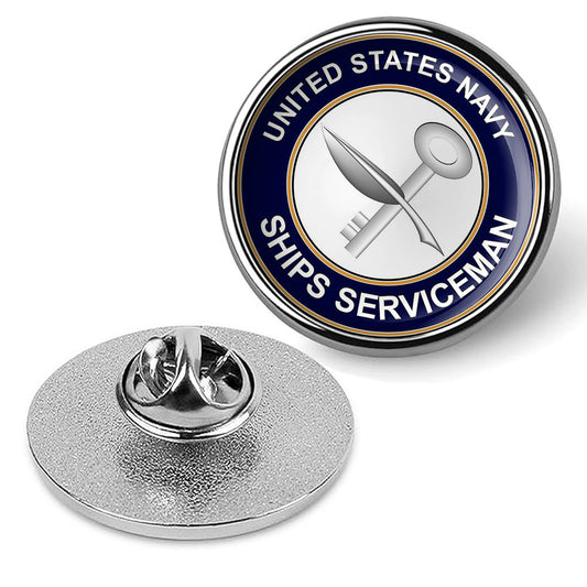 U.S. Navy Ship's Serviceman Tie Tac, Hat Pin, Military Lapel Pin - Silver