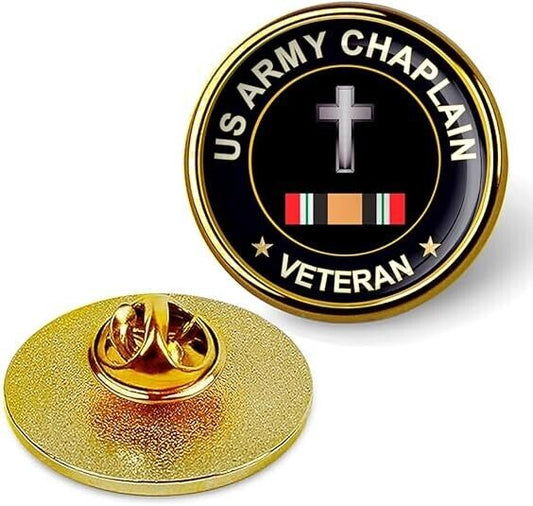 US Army Chaplain Veteran Tie Suit Shirt Lapel Pin - Gold