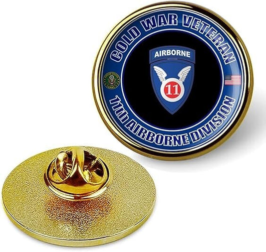 Cold War Veteran 11th Airborne Division Tie Suit Shirt Lapel Pin - Gold