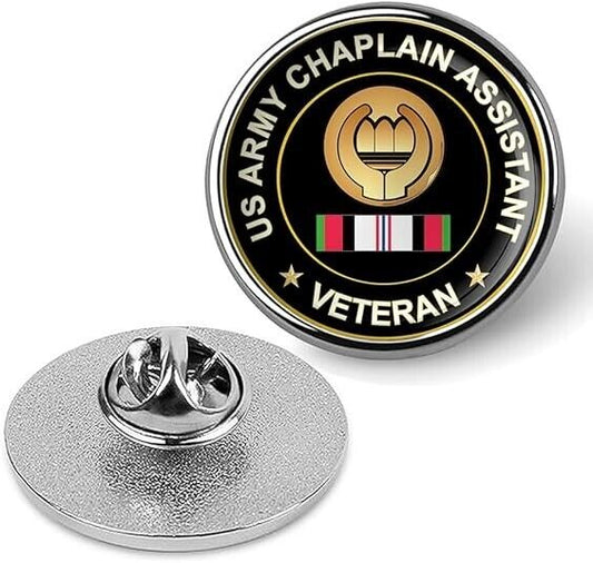 US Army Chaplain Assistant Veteran Tie Suit Shirt Lapel Pin - Silver