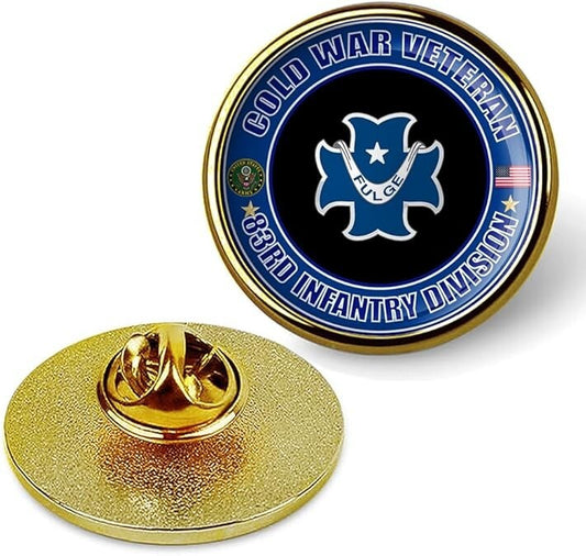 Cold War Veteran 83rd Infantry Division Tie Suit Shirt Lapel Pin - Gold