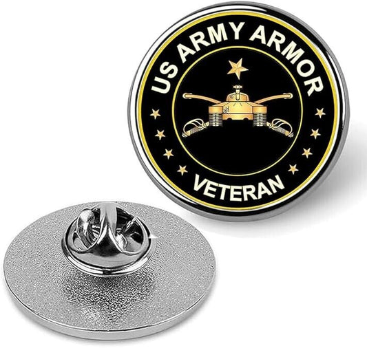 US Army Armor Veteran Lapel Pin Veteran Tie Suit Shirt Pinback-Silver